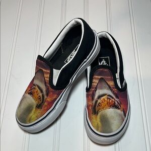 Vans Shark attack flame sunset slip on classic kids shoes